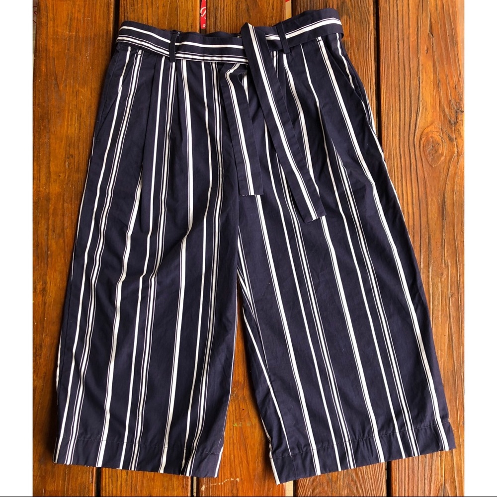 J. Crew Wide Leg Stripe Cotton Poplin Pants, 4 - Picture 4 of 8